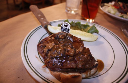 Open face steak sandwich