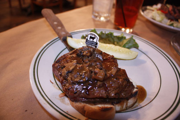 Open face steak sandwich