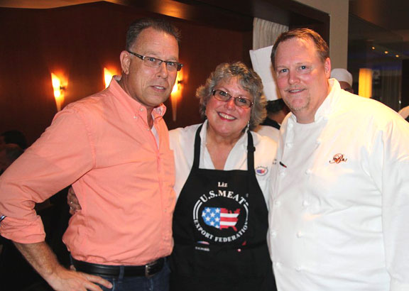 Govert van der Hout of Arion Wine Company, Liz Wunderlich of USMEF and Chef Scott Neuman in Aruba.