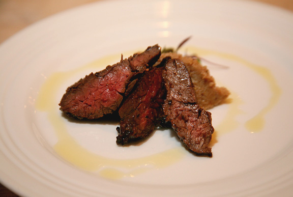 Chimichurri Marinated Certified Angus Beef Brand Hanger Steak & Puree of Roasted Cauliflower