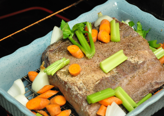 Prime Rib Roast with vegetables