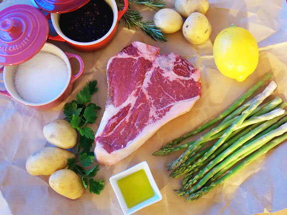 Making porterhouse steak for two - Happy Valentine's Day!