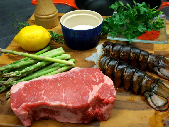 Ingredients for homemade surf and turf