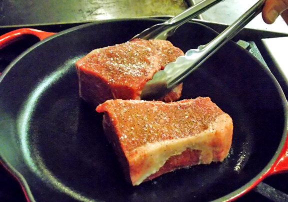 Pan frying steaks