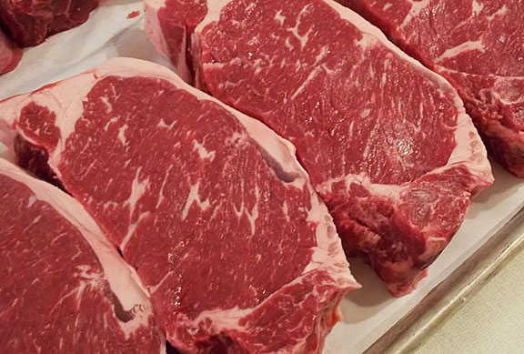 marbled steaks