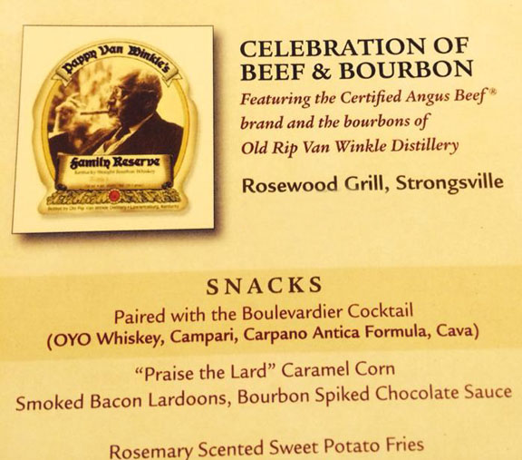 Beef and Bourbon dinner at Rosewood Grill in Strongsville, Ohio