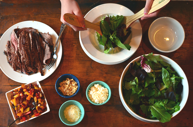 Steak salad assembly