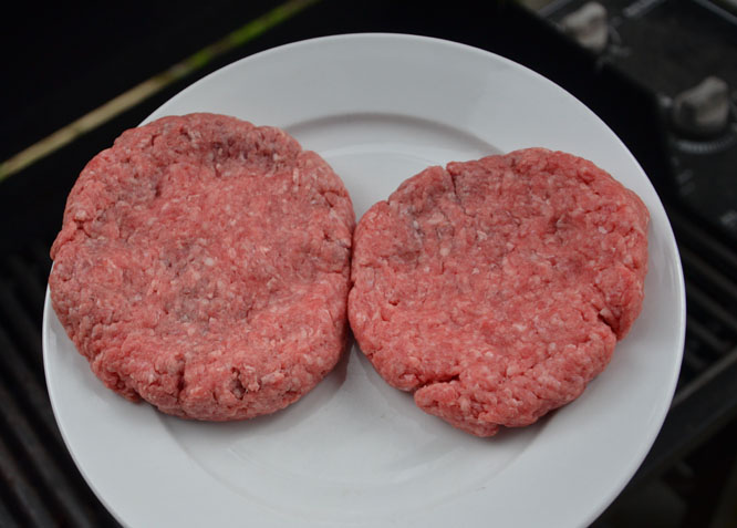 Handmade burger patties for grilling