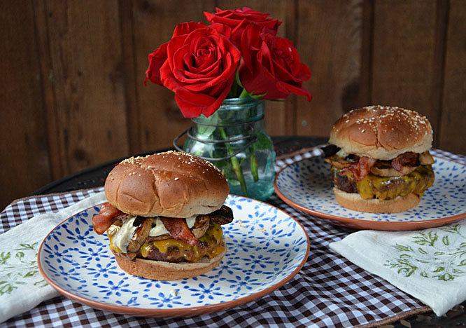 Mushroom Cheddar Bacon Burger