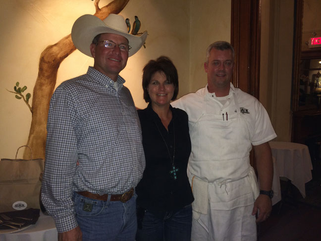 Chef Jeremiah Bacon of Oak Steakhouse in Charleston, S.C., with Kevin & Lydia Yon of Yon Angus Farm