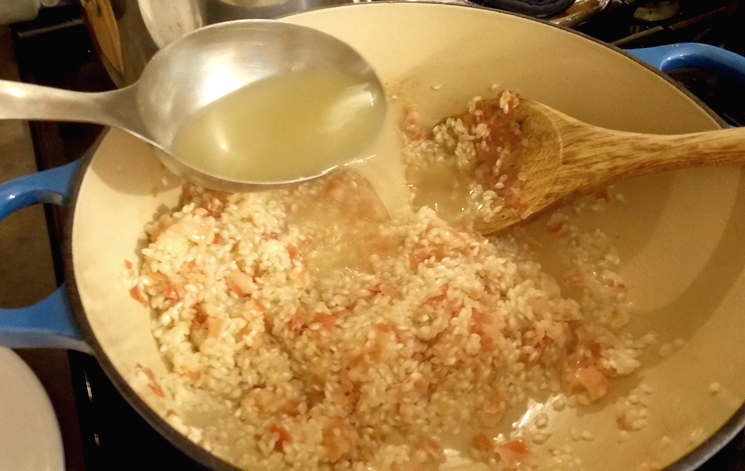 Shallots, pancetta and risotto