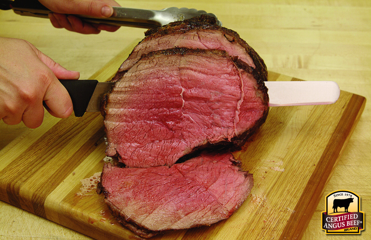 Always slice beef against the grain. Allow the meat to rest, first.