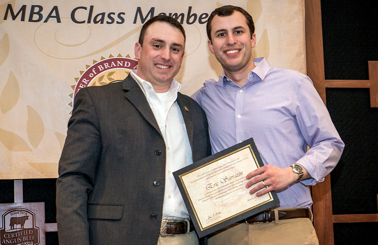 Eric Sarrazin of DeBragga, New York's Butcher® with Phil Bass of the Certified Angus Beef® brand.