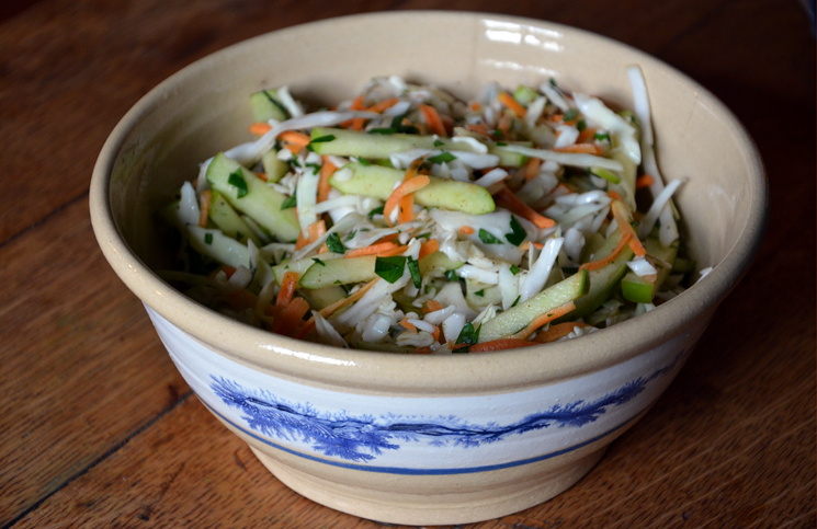 Apple cider slaw for flat iron steak wraps.