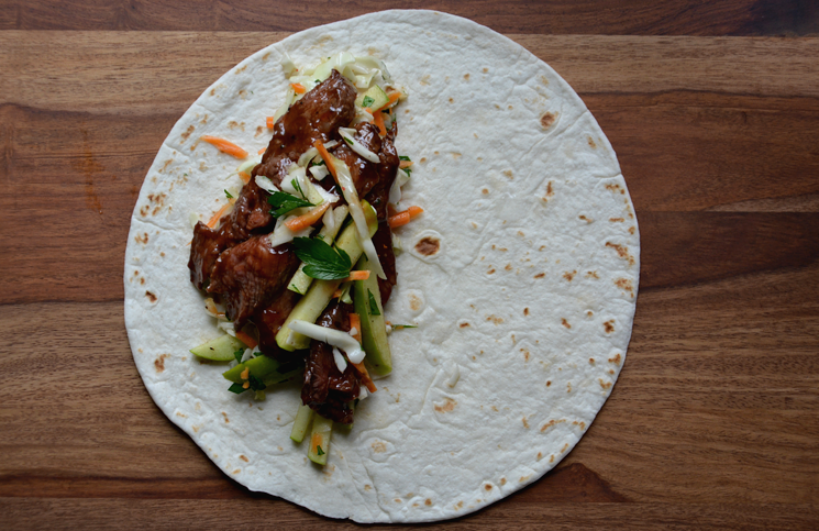 BBQ Steak Wraps with Cider Slaw