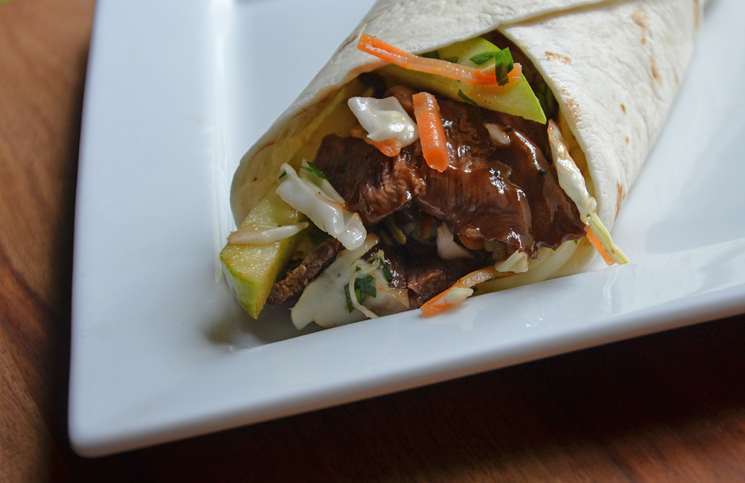 BBQ Steak Wraps with Apple Cider Slaw