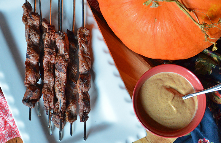 Steak Satays with Pumpkin Aioli