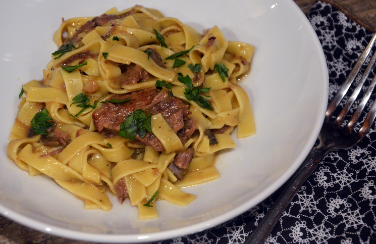 German Pot Roast with Mushroom Leek Sauce