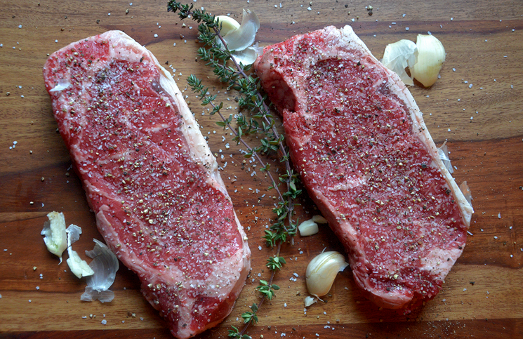 Strip steaks ready for cooking