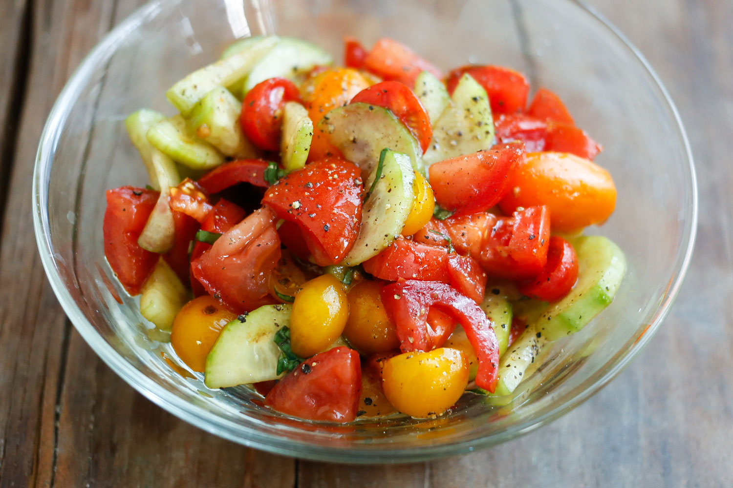 Tomato Cucumber Salad from Barefeet In the Kitchen