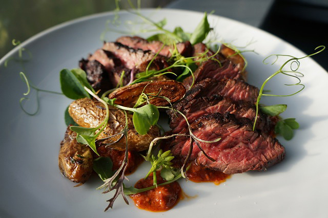 Hanger Steak with Blackberry Romesco