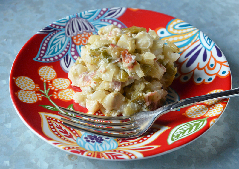 Baked Hominy with Peppers and Cheese