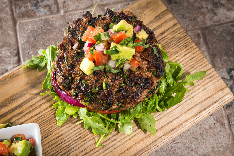 Herb Burger with Fresh Avocado Salsa - a bunless burger!